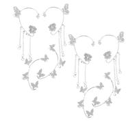 SOESFOUFU Pendientes Clip sin Perforación en Plata Forma y Brillantes, Set de 8 Piezas Ligeras para Mujer, Pendientes Tipo Ear Cuff Elegantes y Cómodos para Uso Diario