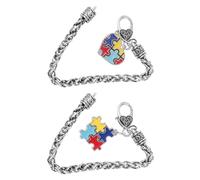 SOESFOUFU Pulsera de Concienciación Autismo Charms de Rompecabezas 2 Piezas, Acero Inoxidable, Resistente al Color, para Niños y Niñas, Uso Diario y Regalos Obsequios