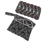 SOESFOUFU Toallas Sanitarias De Tela Reutilizables y Lavables 6 Unidades Estampadas Negras S, Exterior Antifugas, Absorbentes y Ecológicas Para Uso Menstrual y Posparto Mujer