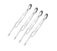 SOESFOUFU Utensilios para Comer Marisco de Acero Inoxidable 4 Piezas, Tenedores y Cucharas para Cangrejo Ideales para Picnic y Restaurante