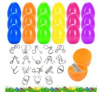 SOETDERT 18 huevos de Pascua rellenos de rompecabezas de metal para regalos de Pascua, caja ciega de huevos de Pascua, juegos de paciencia para niños, rompecabezas de metal 3D, huevos de Pascua para r