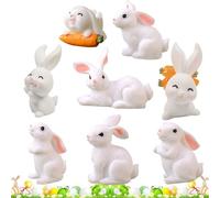 SOETDERT 24 figuras de conejos de Pascua, miniatura, figura de conejo, figura decorativa, mini conejo, figura de animales para hadas, jardín, micro paisaje, decoración de musgo, bonsái, suculentas,