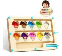 SoeUyd Laberinto Magnetico, Juegos para Niños de 3 Años, Montessori Juguete Magnetico de Madera, Regalos para Niñas Y Niños, Adecuado para La Percepción del Color Número Juguetes de Iniciación
