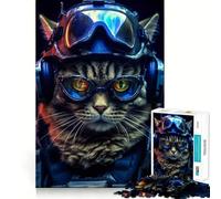 SOF Gato Guerrero Rompecabezas de 1000 Piezas para Adultos Juguete para ejercitar la Mente Suave y Relajante Imagen para armar Un Regalo Encantador (38x26cm)