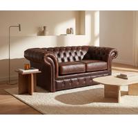 Sofá 2 plazas chesterfield 100% piel envejecida CLOTAIRE