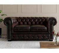 Sofá 2 plazas chesterfield BRENTON 100% piel de búfalo - Marrón