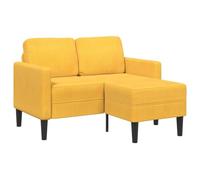 Sofá 2 plazas con Chaise Longue en Forma L Amarillo Claro 125cm, sofá de Lino Transpirable para Sala de Estar, Estructura Robusta de Madera Maciza, diseño ahorrador de para Apartamentos pequeños