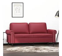 Sofá 2 Plazas Cuero Sintético Rojo Vino 140 cm Moderno Elegante para Sala de Estar Comedor Resistente al Desgaste Fácil Limpieza Cómodo Acolchado