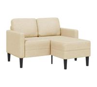 Sofá 2 Plazas L con Chaise Longue Tela Crema 125 cm, Moderno Mueble Sala de Estar, Cómodo y Espacioso para Apartamentos Pequeños, Estructura Robusta con Espuma Acolchada