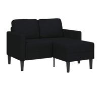 Sofá 2 Plazas L Negro 125cm con Chaise Longue, Sofá Cama Moderno para Sala de Estar, Diseño Ahorra Espacio, Tela Poliéster Suave, Estructura Robusta Metal y Madera