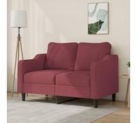 Sofá 2 Plazas Moderno Tela Rojo Tinto 120 cm Cómodo Sala Estar Duradero Estructura Metal Estable Diseño Elegante Sofa Sillón Relax TV