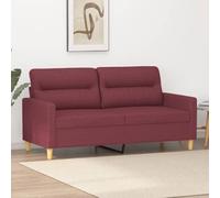 Sofá 2 Plazas Moderno Tela Rojo Tinto 140 cm, Estructura Metal Resistente, Acolchado Grueso Cómodo, Ideal Sala Estar Comedor, Diseño Elegante Duradero