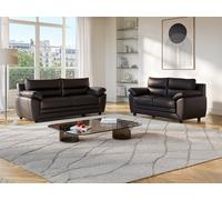 Sofá 3+2 plazas de piel sintética MANOA - Color marrón