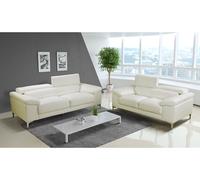 Sofá 3+2 plazas de piel SOLANGE - Blanco