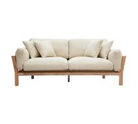 Sofá 3 plazas blanco crema patas madera KYO