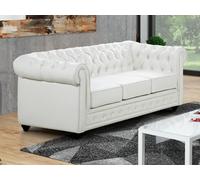 Sofá 3 plazas CHESTERFIELD - Piel sintética - Blanco