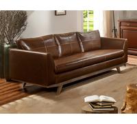Sofá 3 plazas de piel envejecida ALEGAN - Marrón