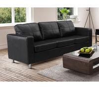 Unique Sofá fijo piel sintética 3 plazas negro 196x75cm