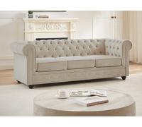 Sofá 3 plazas de terciopelo beige CHESTERFIELD