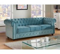 Sofá 3 plazas de terciopelo CHESTERFIELD - Azul pastel