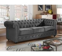 Sofá 3 plazas de terciopelo CHESTERFIELD - Gris antracita
