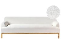Sofá 3 plazas Elegante Patas de Madera Sala de Estar Tela bouclé Blanco Crema Sosjo