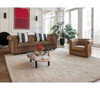 Sofá 3 plazas y Sillón CHESTERFIELD de microfibra envejecida