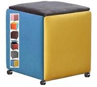 Sofá apilable con taburete en forma de cubo 5 en 1, combinación de asiento y reposapiés en forma de cubo, reposapiés, taburete tapizado, baúl, banco para zapatos, taburete con ruedas, reposapiés otoma