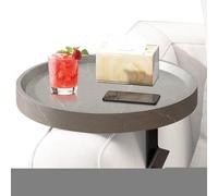 Sofa Arm Tray, Couch Side Table Organizer, Adjustable Cup Holder Design, Non Slip with Storage Slots, Foldable Space Saving 1 Piece Black, for Apartment, Dorm, Bedroom, 11.81x11.81x4.33inches