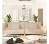 Sofa Bed 2 Seater Convertible Guest Bed with Cream Fabric and 2 Pillows, Multifunctional Furniture for Living Room, Small Spaces, Easy Assembly, Comfortable Sleeper Couch for Apartments and Studios