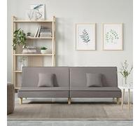 Sofa Bed Convertible 2 in 1 with Adjustable Backrest, Taupe Gray Fabric Upholstery, Thick Padding, Wood Frame, Guest Room and Living Room Furniture, 110kg Capacity