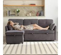 Sofá Bed Multi-Functional Chaise Longue Interchangeable Sectional with Storage Seats, Pull-Out Bed Modular L-Shaped Sofa Modular Corner Sofa for Living Rooms