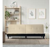 Sofa Bed with Adjustable Backrest, Cream Fabric Convertible Couch for Living Room and Guest Room, Comfortable Sleeper Sofa with Thick Padding and Sturdy Wood Frame, 200 cm Wide