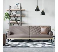 Sofa Bed with Armrests Taupe Gray Fabric, Adjustable Backrest, Thick Padding, Convertible Sleeper for Living Room Guest Bedroom, Durable Wood Frame, Comfortable Seating and Sleeping Solution