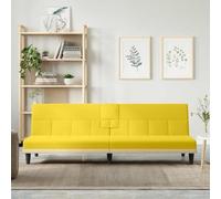 Sofa Bed with Cup Holders and USB Charging Station, Light Yellow Fabric 3 Position Adjustable Backrest, Convertible Couch Guest Bed for Living Room, Apartment, Dormitory, Space Saving Furniture