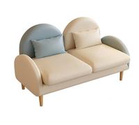 Sofá biplaza de cuero con almohadas, diseño elegante y cómodo para espacios pequeños, apartamentos, estudios, solución compacta para muebles