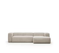 Sofá Blok de 3 plazas en chenilla beige con chaise longue derecha 300 cm FSC Mix Crédito