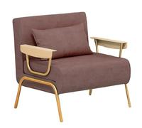 Sofa Cama 1 Plaza Plegable Lujo Nórdico Ligero Tela Sofás de Salón Convertible Respaldo Ajustable en 6 Posiciones Cama de Invitados para Oficina Dormitorio Salón(Brown,186 * 63 * 30cm)
