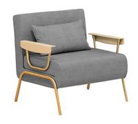 Sofa Cama 1 Plaza Plegable Lujo Nórdico Ligero Tela Sofás de Salón Convertible Respaldo Ajustable en 6 Posiciones Cama de Invitados para Oficina Dormitorio Salón(Gray,186 * 103 * 30cm)