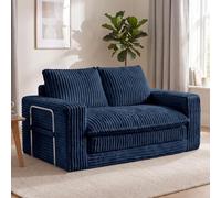 Sofá Cama 2 Plazas de Cuerda 140 cm, Espuma de Alta Densidad, Sin Montaje | Sofa Bed 2 en 1 Extensible con Respaldo Alto, Diseño Ergonómico para Salón, Dormitorio y Habitación de Invitados, Azul oscuro