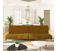 Sofa Cama 2 Plazas Terciopelo Marrón - Convertible Bed Sofa for Small Spaces, Guest Room, Apartment with Velvet Upholstery, Wood Frame, Easy Assembly