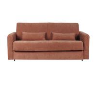 Sofá cama 3 plazas de tela efecto aterciopelado terracota con colchón de 13 cm LETTO