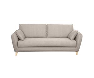 Sofá cama 3plazas nórdico de tela beige natural con colchón de 10 cm CREEP