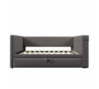 Sofá cama 90x200 cm - sofá individual con cama extraíble, reposabrazos con puertos usb y type-c, y portavasos - gris
