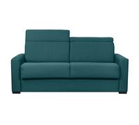 Sofá cama azul petróleo con colchón de 18 cm y reposacabezas ajustables NORO