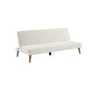 Sofá-cama borreguito con patas de madera, 3 plazas blanco - 180x100x74.5 cm