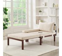 Sofá cama, cama de día extensible, 2 en 1 plegable sofá cama con función de sueño y puertos USB/TypeC, silla extensible con cojín, cama de invitados para sala de estar, dormitorio, estudio, B, beige