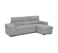 Sofá-cama chaise longue budwing john gris claro c/ cabecera ajustable y 2 pufs - 5 plazas - 263x127x96 cm