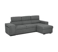 Sofá-cama chaise longue budwing john gris oscuro c/ cabecera ajustable y 2 pufs - 5 plazas - 263x127x96 cm
