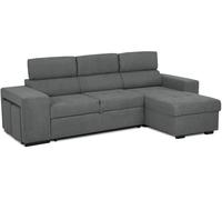 Sofá-cama chaise longue budwing john gris oscuro c/ cabecera ajustable y 2 pufs - 5 plazas - 263x127x96 cm